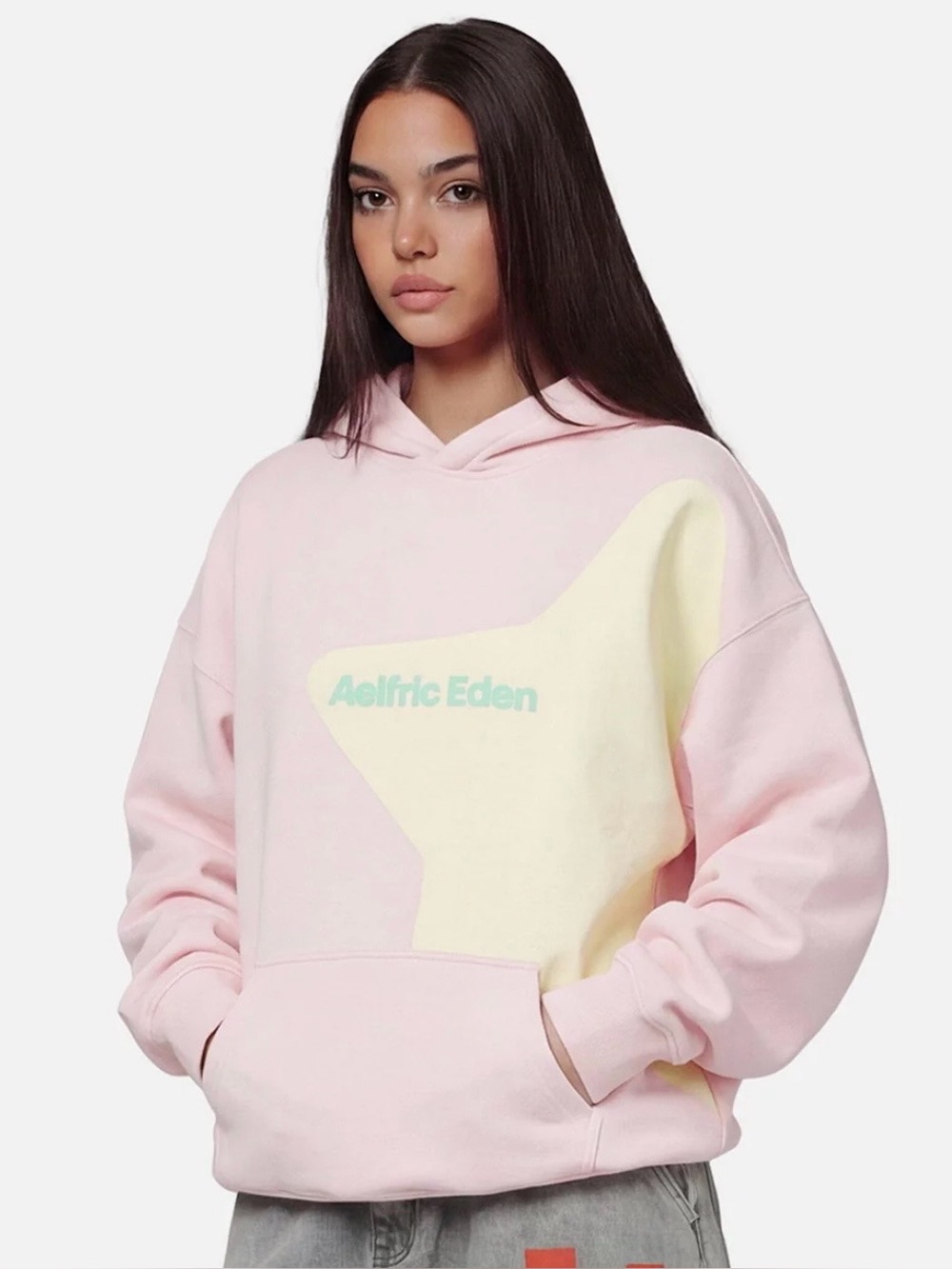 Aelfric Eden Pastel Pink Hoodie with Cream Star Accent